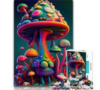 Adult Jigsaw Trippy Mushrooms 1000 Piece Jigsaw Puzzles for Adults Gifts,Toys Educational Games Stress Relieving Wishlist with Santa Claus (38x26cm)