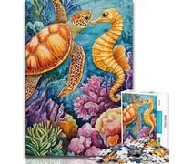 Adult Jigsaw Turtle And Seahorse 1000 Piece Jigsaw Puzzles for Adults Gifts,Toys Educational Games Stress Relieving Wishlist with Santa Claus (38x26cm)