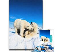 Adult Jigsaw Two Polar Bears in Arctic Landscape 1000pcs (52x38cm) | Enjoy a jigsaw challenge for adults during family time for screen-free time.