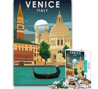 Adult Jigsaw Venice Italy at Night Jigsaws 1000 Pieces for Adults,with Fully Interlocking Randomly Shaped Pieces for And 14 Years Old 26x38cm