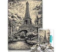 Adult Jigsaw Vintage Eiffel Tower Jigsaw Puzzles for Adults 1000,Family Game Stress Reliever Difficult Challenge Secret Santa Gifts 50x75cm