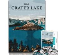 Adult Jigsaw Visit Crater Lake Jigsaws 1000 Pieces for Adults,with Fully Interlocking Randomly Shaped Pieces for And 14 Years Old 26x38cm
