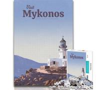 Adult Jigsaw Visit Mykonos Jigsaw Puzzle 1000 Pieces for Teenagers,Stress Reliever Difficult Challenge Unique Home Decor And Gifts 75x50cm