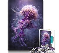 Adult Jigsaw Watercolor Jellyfish Jigsaw Puzzles for Adults 1000,Wall Decoration Unique Birthday And Xmas Gifts Suitable for And 14 50x75cm