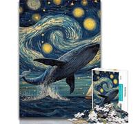 Adult Jigsaw Whales Under The Night Sky 1000 Piece Jigsaw Puzzle for Adults And Teenagers,for Educational Game Challenge Toy Artists Collection, Fine Art 26x38cm