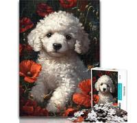 Adult Jigsaw White Poodle Jigsaw Puzzles for Teenagers 1000 Piece,Educational Game for Birthday, Chrismas for And 14 Years Old 50x75cm