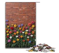 Adult Jigsaw Wild Flowers Sway in The Cracks of The Bricks 1000 Piece Puzzle Wooden Puzzle for Adults & Kids Age 12 Up Educational Toy 1000 PCS(75x50cm)