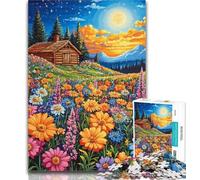 Adult Jigsaw Wild Flowers Under The Night Sky Puzzles for Adults Teens 1000 Pieces,Wall Decoration Unique Birthday And Xmas Gifts Suitable for And 14 50x75cm