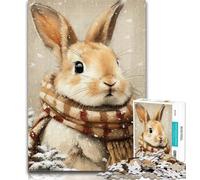 Adult Jigsaw Winter Rabbit Jigsaw Puzzles for Teenagers 1000 Piece,Birthday Gift Idea for Adults, Family Game And Hobby 26x38cm