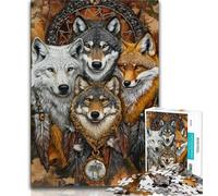 Adult Jigsaw Wolf Collage 1000 Pieces Jigsaw Puzzles for Adults And Teens,Toy Intellectual Game Artists Collection, Fine Art (50x75cm)
