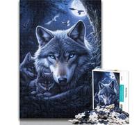 Adult Jigsaw Wolf Under The Moon Jigsaw Puzzles for Teenagers 1000,Family Game Stress Reliever Difficult Challenge Secret Santa Gifts 26x38cm