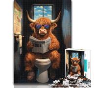 Adult Jigsaw Yak Sitting on The Toilet Jigsaws 1000 Pieces for Teenagers,Stress Reliever Difficult Challenge Enhance Love between Couples 50x75cm