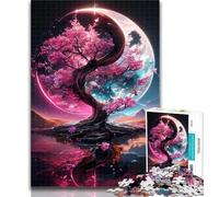 Adult Jigsaw Yin Yang Cherry Blossom Tree Adult Jigsaws 1000 Pieces Difficult,Toys Educational Games Stress Relieving Wishlist with Santa Claus 50x75cm