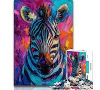 Adult Jigsaw Zebra Oil Painting 1000 Pieces Jigsaw Puzzle For Adults Teens,Staycation Kill Time Enhance Love between Couples (50x75cm)