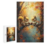 Adult Jigsaw1000 PCS Autumn Squirrel Pair Adult Jigsaw Puzzles Staycation Kill Time Fun Activities at Home Gifts for Friends And Family 1000 PCS