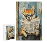 Adult Jigsaw1000 PCS Chill Dog Reading Newspaper Adult Jigsaw Puzzles Staycation Kill Time Fun Activities at Home Gifts for Friends And Family 1000 PCS