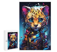 Adult Jigsaw1000 PCS Colorful Leopard Art Print Jigsaw Puzzles for Teenagers For Family Fun Difficult And Challenge Great Gift for Gaming 1000 PCS