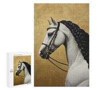 Adult Jigsaw1000 PCS Elegant White Horse Portrait Jigsaw Puzzles for Teenagers For Family Fun Difficult And Challenge Great Gift for Gaming 1000 PCS