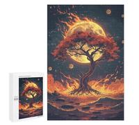 Adult Jigsaw1000 PCS Fiery Tree in Space Jigsaw for Teenagers Hand Speed Race Wishlist with Santa Claus Challenging Game Toys 1000 PCS