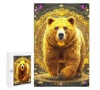 Adult Jigsaw1000 PCS Golden Bear Mandala Art Print Adult Jigsaw Puzzles Staycation Kill Time Fun Activities at Home Gifts for Friends And Family 1000 PCS
