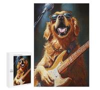 Adult Jigsaw1000 PCS Golden Retriever Playing Guitar-2 Adult Jigsaw Puzzles Staycation Kill Time Fun Activities at Home Gifts for Friends And Family 1000 PCS