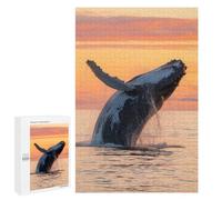 Adult Jigsaw1000 PCS Humpback Whale Breaching Sunset Adult Jigsaw Puzzle Family Games Precision Cutting Unique Gifts for Birthday And Christmas 1000 PCS