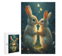 Adult Jigsaw1000 PCS Romantic Bunny Kisses Jigsaw for Teenagers Hand Speed Race Wishlist with Santa Claus Challenging Game Toys 1000 PCS