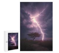 Adult Jigsaw1000 PCS Thunderstorm Lightning Strikes Tree Jigsaw Puzzles for Teenagers For Family Fun Difficult And Challenge Great Gift for Gaming 1000 PCS