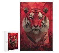 Adult Jigsaw1000 PCS Tiger Red Polygon Art Jigsaw Puzzles for Teenagers For Family Fun Difficult And Challenge Great Gift for Gaming 1000 PCS