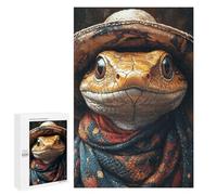 Adult Jigsaw1000 PCS Western Lizard with Hat Adult Jigsaw Puzzles Staycation Kill Time Fun Activities at Home Gifts for Friends And Family 1000 PCS