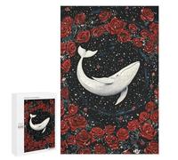 Adult Jigsaw1000 PCS Whale Roses Fantasy Art Print Adult Jigsaw Puzzles Staycation Kill Time Fun Activities at Home Gifts for Friends And Family 1000 PCS