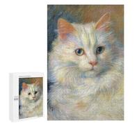 Adult Jigsaw1000 PCS Whimsical White Cat Painting Adult Jigsaw Puzzles Staycation Kill Time Fun Activities at Home Gifts for Friends And Family 1000 PCS