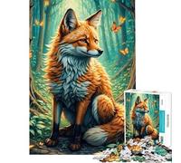 Adult Jigsaw1000 Pieces A Fox And Butterflies Creative Relax Mind Game No Deformation after Completion Joyful Pastime for Family Evenings (Size 50x75cm)