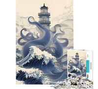 Adult Jigsaw1000 Pieces A Lighthouse And Monster Home Decor Mind Game Every Piece Is Uniquely Shaped Fascinating Brain Game for Relaxed Fun (Size 38x26cm)