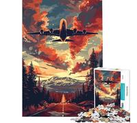 Adult Jigsaw1000 Pieces A Plane Sky Vector Art Home Decor Mind Game Every Piece Is Uniquely Shaped Fascinating Brain Game for Relaxed Fun (Size 38x52cm)