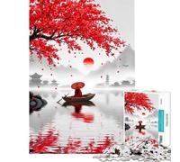 Adult Jigsaw1000 Pieces A Quiet Journey in Red Home Decor Mind Game Every Piece Is Uniquely Shaped Fascinating Brain Game for Relaxed Fun (Size 38x52cm)