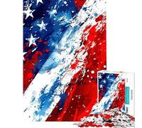 Adult Jigsaw1000 Pieces Abstract American Flag Art Quiet Focus Hand Play Toy Uniform Size Well Cut Pieces Elegant Birthday Gifts Idea (Size 38x26cm)