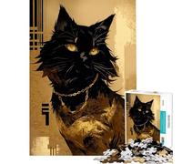 Adult Jigsaw1000 Pieces Abstract Black Cat Home Decor Mind Game Every Piece Is Uniquely Shaped Fascinating Brain Game for Relaxed Fun (Size 50x75cm)
