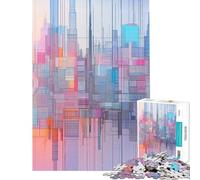 Adult Jigsaw1000 Pieces Abstract Cityscape Creative Relax Mind Game No Deformation after Completion Joyful Pastime for Family Evenings (Size 38x26cm)