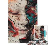 Adult Jigsaw1000 Pieces Abstract Face in Swirls Creative Relax Mind Game No Deformation after Completion Joyful Pastime for Family Evenings (Size 38x52cm)