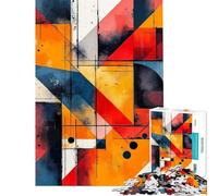 Adult Jigsaw1000 Pieces Abstract Geometric Art with Bold Colors Creative Relax Mind Game No Deformation after Completion Joyful Pastime for Family Evenings (Size 38x26cm)
