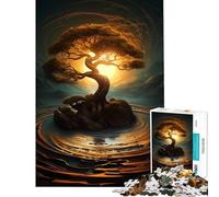 Adult Jigsaw1000 Pieces Abstract Golden Tree in A Vortex Creative Relax Mind Game Firmly Locked No Gaps Heartwarming Birthday Pick (Size 50x75cm)