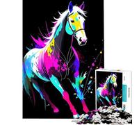 Adult Jigsaw1000 Pieces Abstract Horse Creative Relax Mind Game No Deformation after Completion Joyful Pastime for Family Evenings (Size 38x26cm)