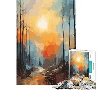 Adult Jigsaw1000 Pieces Abstract Landscape Art Creative Relax Mind Game No Deformation after Completion Joyful Pastime for Family Evenings (Size 50x75cm)
