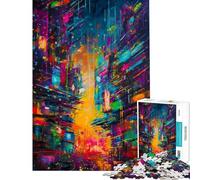 Adult Jigsaw1000 Pieces Abstract Neo Tokyo Creative Relax Mind Game No Deformation after Completion Joyful Pastime for Family Evenings (Size 38x52cm)