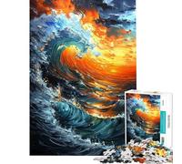 Adult Jigsaw1000 Pieces Abstract Ocean Wave Creative Relax Mind Game No Deformation after Completion Joyful Pastime for Family Evenings (Size 50x75cm)