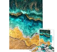 Adult Jigsaw1000 Pieces Abstract Ocean Waves Kintsugi Art Creative Relax Mind Game Firmly Locked No Gaps Heartwarming Birthday Pick (Size 50x75cm)