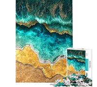 Adult Jigsaw1000 Pieces Abstract Ocean Waves Kintsugi Art Creative Relax Mind Game No Deformation after Completion Joyful Pastime for Family Evenings (Size 38x52cm)