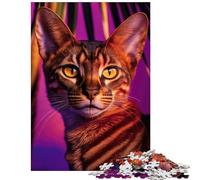 Adult Jigsaw1000 Pieces Abyssinian Cat Challenging To Complete Difficult Challenge Practical Game Suitable for Ages 14 And Up (38x52cm)