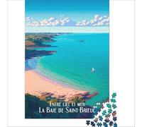 adult jigsaw1000 pieces Affiche La Baie De Saint-Brieuc | Difficult Hard Brainteaser Family Games Suitable for desktop decoration 38x26cm